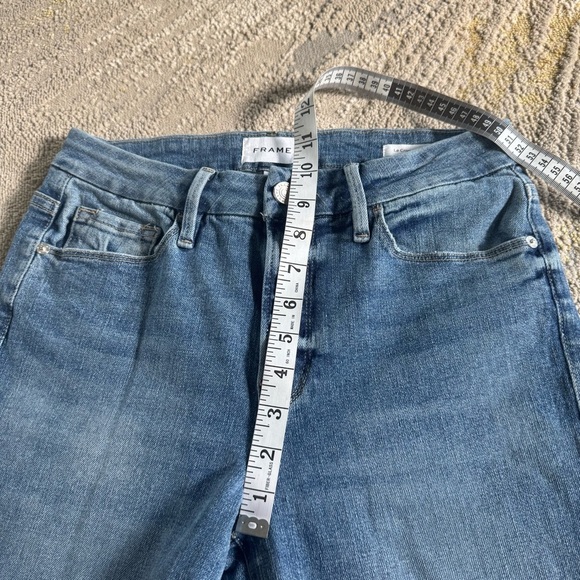 FRAME Le Crop Mini Boot jeans Raw Edge Cairo Blue Denim mid rise stretch 27 - Picture 5 of 7